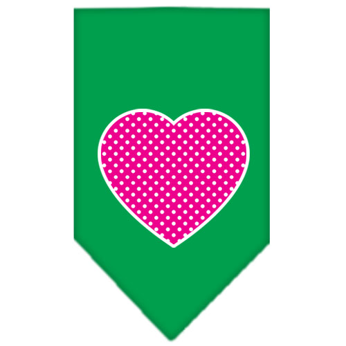 Pink Swiss Dot Heart Screen Print Bandana Emerald Green Small